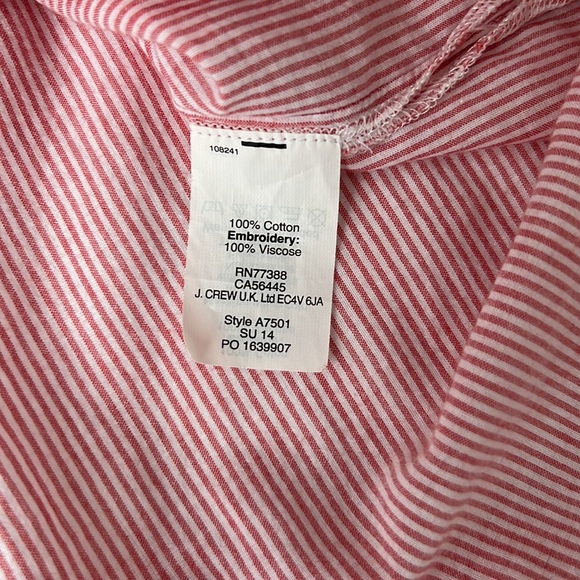 J Crew Embroidered red and white pin stripe tunic top. Size 6 - Picture 11 of 12